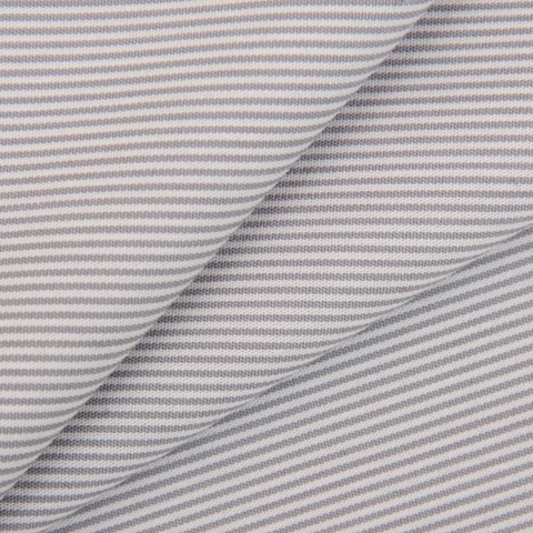 Ткань на отрез сорочечная полоса цвет бело-серый