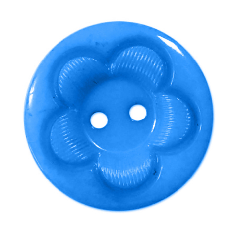 Пуговица детская на два прокола кругл Цветок 15 мм цвет голубой упаковка 24 шт