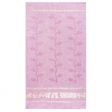 Полотенце велюровое Европа 50/90 см цвет пыльно розовый с вензелями