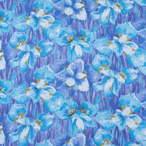 Ткань на отрез фланель 80 см 19052 Ирисы цвет голубой