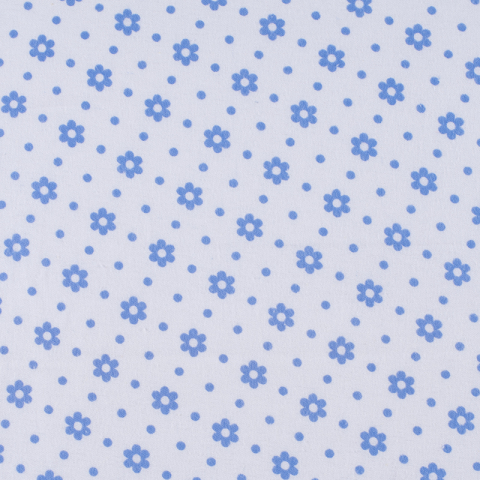 Ткань на отрез фланель 80 см 18052 Голубые цветы на белом