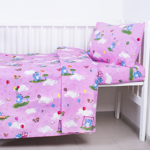 Постельное белье в детскую кроватку 315/2 Слоники с шариками розовый